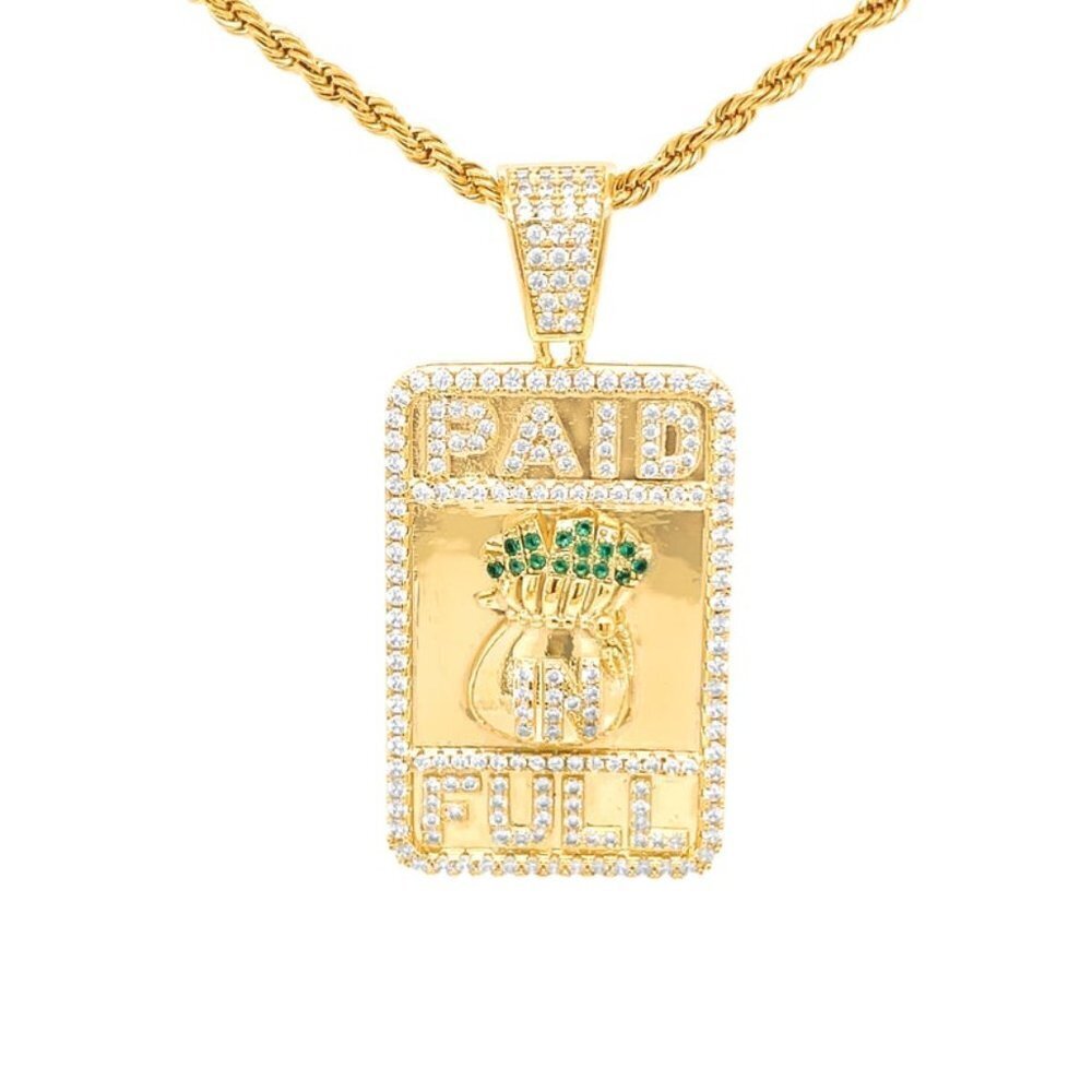 14K Custom "Paid in Full" Pendant with handset Lab